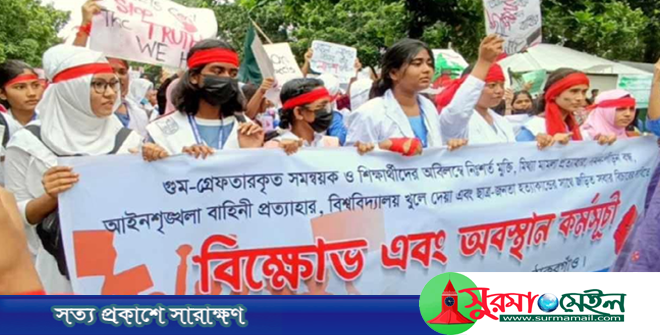 ঠাকুরগাঁওয়ে বৈষম্য বিরোধী ছাত্রদের বিক্ষোভ মিছিল ও অবস্থান কর্মসূচি
