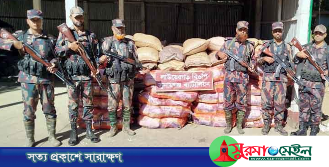 জাদুকাটায় সাড়ে ১৪ লাখ টাকার ভারতীয় চিনি-আনার জব্দ