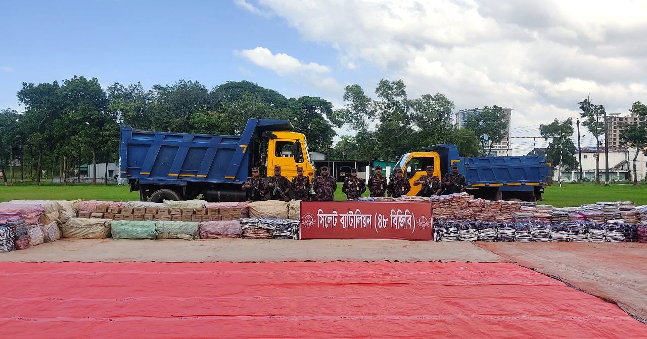 সিলেট সীমান্তে সাড়ে ৭ কোটি টাকার চোরাইপণ্য জব্দ