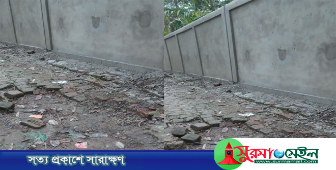 নবীগঞ্জে বিদ্যালয়ের সড়ক দখল করে দেয়াল নির্মাণ বিএনপি নেতার