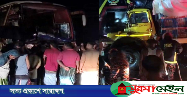নবীগঞ্জে বাস-ট্রাক মুখোমুখি সংঘর্ষে নিহত ১, আহত ১০