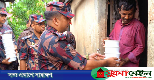 হবিগঞ্জে বিজিবির মেডিকেল ক্যাম্প, ড্রোনে দুর্গম এলাকায় ত্রাণ বিতরণ