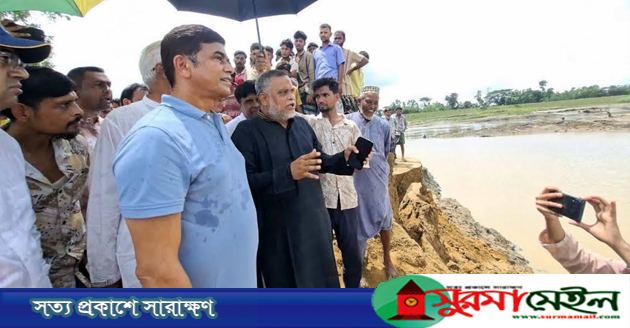খোয়াই নদীর বাঁধ পরিদর্শনে পানিসম্পদ প্রতিমন্ত্রী, ১৫ দিনের মধ্যে কাজ শেষের নির্দেশ