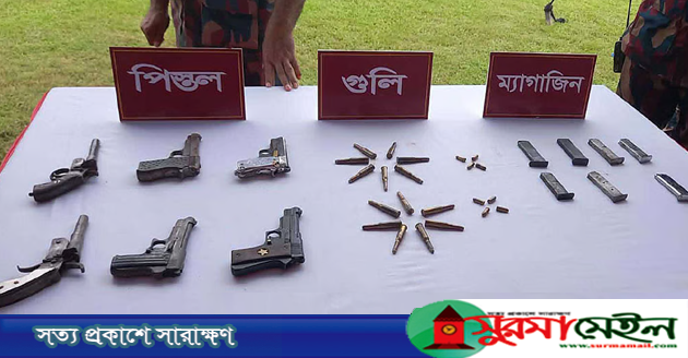 সাতছড়ি বনের গহীন থেকে ৬ পিস্তল ও গুলি উদ্ধার